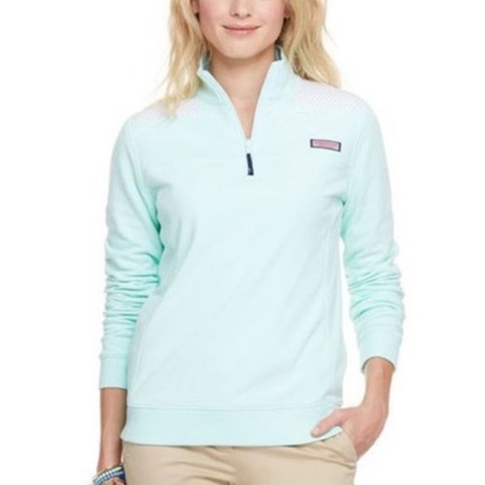 Vineyard Vines Mint Green Gray Stripe Shep Top